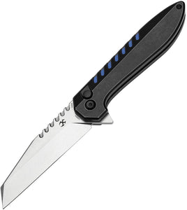 Kansept Knives Kosame Button Lock Black Titanium & Blue G10 Folding 154CM Knife T1093F4