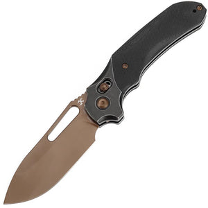 Kansept Knives Quasar Crossbar Lock Black G10 Folding Rose Gold 154CM Pocket Knife T1099V3