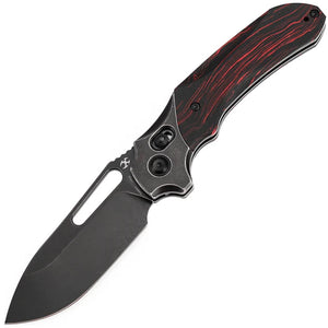 Kansept Knives Quasar Crossbar Lock Black & Red G10 Folding 154CM Pocket Knife T1099V4