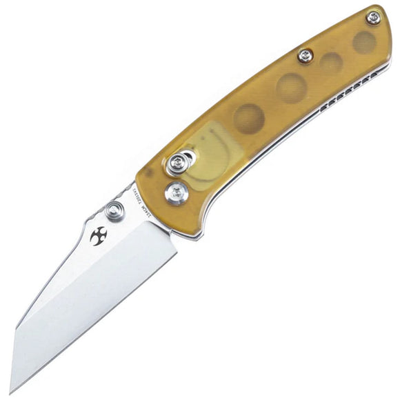 Kansept Knives Little Main Street Crossbar Lock Yellow PEI Ultem Folding 154CM Knife T2015V1