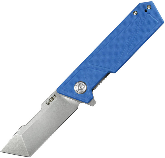 Kubey Avenger Linerlock Blue G10 Folding D2 Steel Tanto Pocket Knife 104C