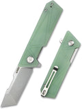 Kubey Avenger Linerlock Jade G10 Folding D2 Steel Tanto Pocket Knife 104E