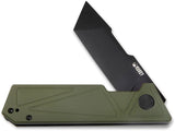 Kubey Avenger Linerlock Green G10 Folding Black D2 Steel Tanto Pocket Knife 104F