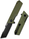 Kubey Avenger Linerlock Green G10 Folding Black D2 Steel Tanto Pocket Knife 104F