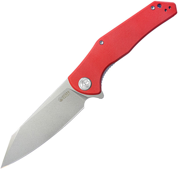 Kubey Flash Linerlock Red G10 Folding Bead Blasted AUS-10 Pocket Knife 158K