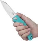 Kubey Flash Linerlock Light Blue G10 Folding 14C28N Sandvik Pocket Knife 158T