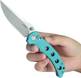 Kubey Hound Crossbar Lock Tiffany Blue G10 Folding 14C28N Clip Pt Pocket Knife 172C