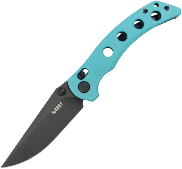 Kubey Hound Crossbar Lock Tiffany Blue G10 Folding Black 14C28N Clip Pt Pocket Knife 172D