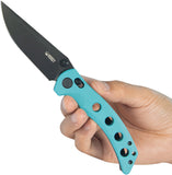 Kubey Hound Crossbar Lock Tiffany Blue G10 Folding Black 14C28N Clip Pt Pocket Knife 172D