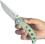 Kubey Hound Crossbar Lock Jade G10 Folding 14C28N Clip Pt Pocket Knife 172G