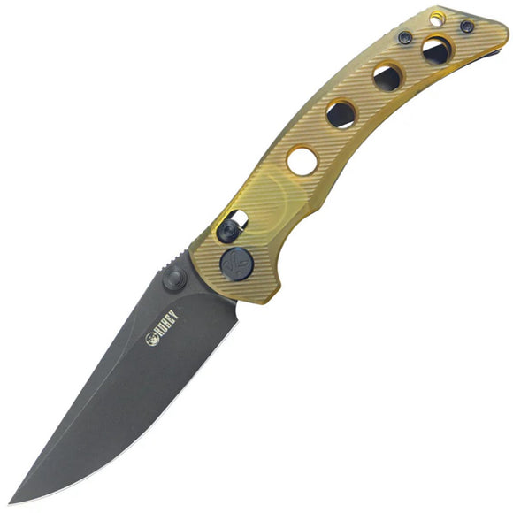 Kubey Hound Crossbar Lock Ultem Folding Black 14C28N Clip Pt Pocket Knife 172H