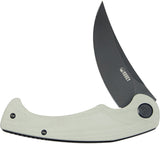 Kubey Scimitar Linerlock White G10 Folding Black 14C28N Trailing Pt Pocket Knife 173J