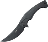 Kubey Scimitar Linerlock Blackout G10 Folding 14C28N Trailing Point Knife 173L