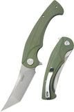 Kubey Scimitar Linerlock Green G10 Folding 14C28N Tanto Pocket Knife 175A