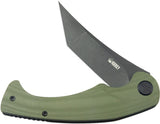 Kubey Scimitar Linerlock Green G10 Folding Black 14C28N Tanto Pocket Knife 175B