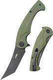 Kubey Scimitar Linerlock Green G10 Folding Black 14C28N Tanto Pocket Knife 175B