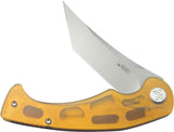 Kubey Scimitar Linerlock Yellow Ultem Folding 14C28N Tanto Pocket Knife 175C