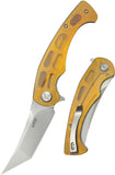 Kubey Scimitar Linerlock Yellow Ultem Folding 14C28N Tanto Pocket Knife 175C