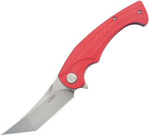 Kubey Scimitar Linerlock Red G10 Folding 14C28N Tanto Pocket Knife 175E