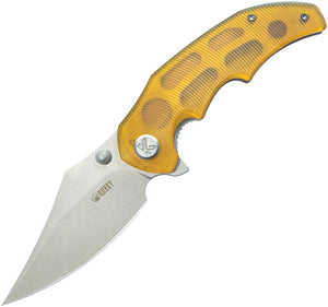 Kubey Ceto Linerlock Yellow Ultem Folding 14C28N Clip Point Pocket Knife 181C