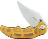 Kubey Ceto Linerlock Yellow Ultem Folding 14C28N Clip Point Pocket Knife 181C