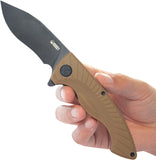 Kubey Timberwolf Linerlock Tan G10 Folding 14C28N Kukri Pocket Knife 208H