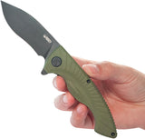 Kubey Timberwolf Linerlock Green G10 Folding 14C28N Kukri Pocket Knife 208J