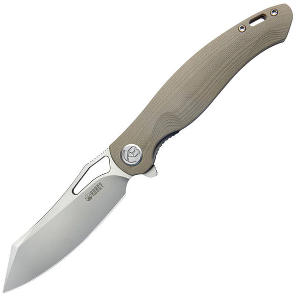 Kubey Drake Linerlock Tan G10 Folding AUS-10 Tanto Pocket Knife 239J