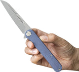 Kubey Dandy Framelock Blue Titanium Folding CPM-S90V Pocket Knife 247K