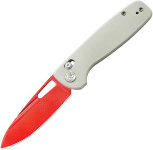 Kubey Bluff Axis Lock White G10 Folding Red Sandvik 14C28N Drop Pt Pocket Knife 248B