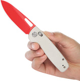 Kubey Bluff Axis Lock White G10 Folding Red Sandvik 14C28N Drop Pt Pocket Knife 248B