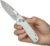 Kubey Bluff Axis Lock White G10 Folding Sandvik 14C28N Pocket Knife 316J