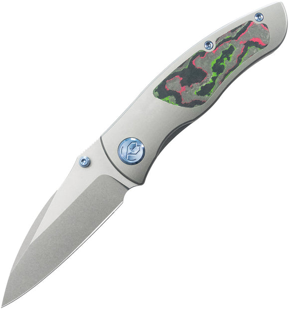 Kubey KB Knives Vertigo Framelock Titanium & Watermelon Sugar Carbon Fiber Folding S35VN Knife 258B