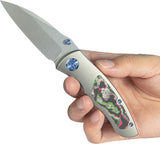 Kubey KB Knives Vertigo Framelock Titanium & Watermelon Sugar Carbon Fiber Folding S35VN Knife 258B