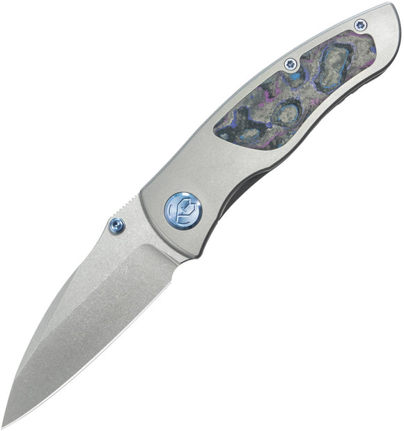 Kubey KB Knives Vertigo Framelock Titanium & Damtanium Camo Carbon Fiber Folding S35VN Knife 258C
