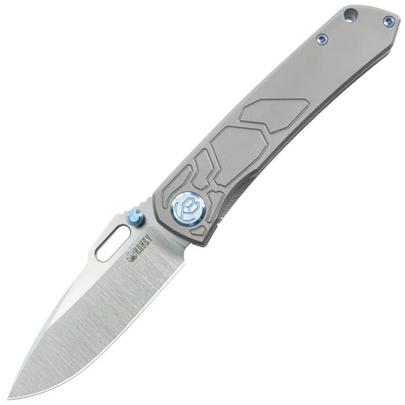 Kubey Blackout Framelock Gray Titanium Folding Bohler M390 Pocket Knife 259A