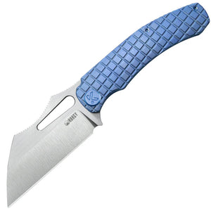 Kubey Sylow Framelock Blue Frag Titanium Folding 14C28N Pocket Knife 260B