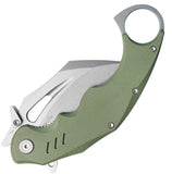 Kubey Wrath Karambit Linerlock Green G10 Folding 14C28N Pocket Knife 261B