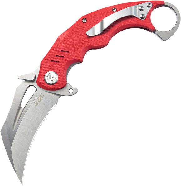 Kubey Wrath Karambit Linerlock Red G10 Folding 14C28N Pocket Knife 261D