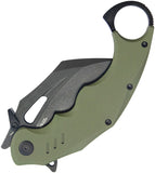 Kubey Wrath Karambit Linerlock Green G10 Folding Black 14C28N Pocket Knife 261F