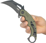 Kubey Wrath Karambit Linerlock Green G10 Folding Black 14C28N Pocket Knife 261F