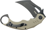 Kubey Wrath Karambit Linerlock Tan G10 Folding Black 14C28N Pocket Knife 261G