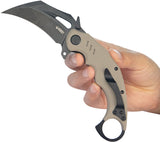 Kubey Wrath Karambit Linerlock Tan G10 Folding Black 14C28N Pocket Knife 261G