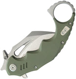 Kubey Mini Wrath Karambit Linerlock Green G10 Folding 14C28N Pocket Knife 262B