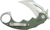 Kubey Mini Wrath Karambit Linerlock Green G10 Folding 14C28N Pocket Knife 262B