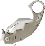 Kubey Mini Wrath Karambit Linerlock Tan G10 Folding 14C28N Pocket Knife 262C