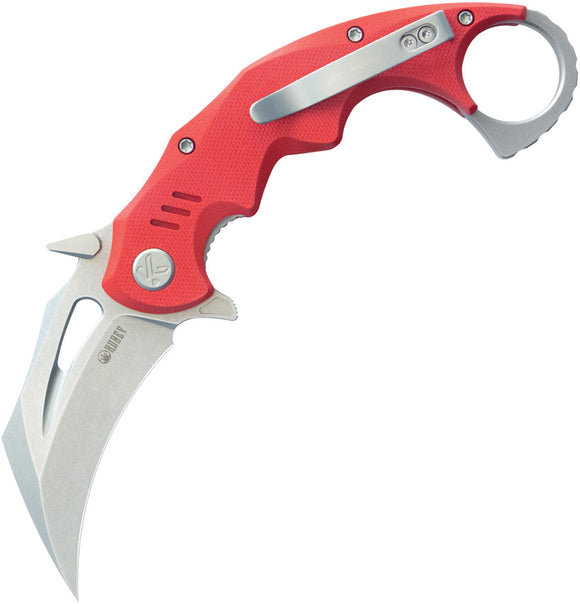 Kubey Mini Wrath Karambit Linerlock Red G10 Folding 14C28N Pocket Knife 262D