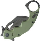 Kubey Mini Wrath Karambit Linerlock Green G10 Folding Black 14C28N Pocket Knife 262F