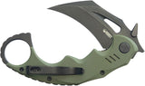 Kubey Mini Wrath Karambit Linerlock Green G10 Folding Black 14C28N Pocket Knife 262F