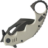 Kubey Mini Wrath Karambit Linerlock Tan G10 Folding Black 14C28N Pocket Knife 262G